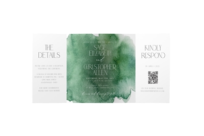 Picture of Deep Green Watercolor Gatefold Invitation